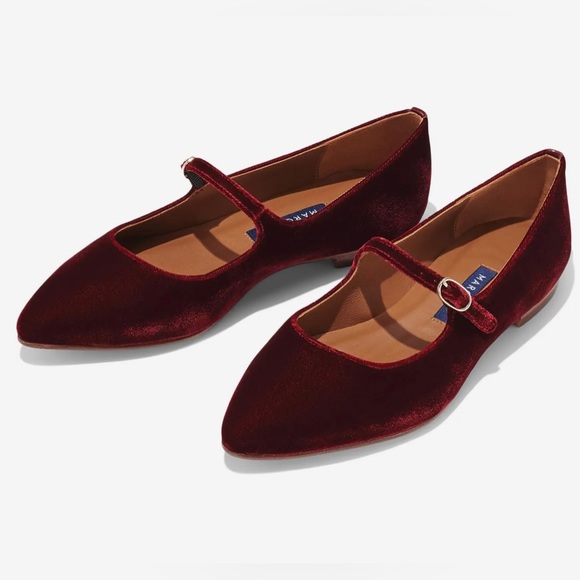 Margaux Shoes - Margaux The Mary Jane - Burgundy Dark Red Velvet Point toe flats